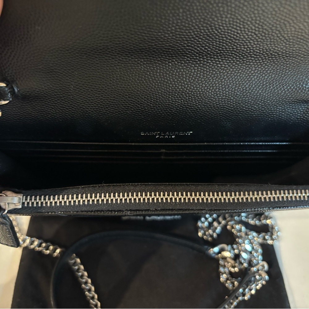 Saint Laurent Black Grain Leather WOC Wallet on Chain Bag - Picture 4 of 5